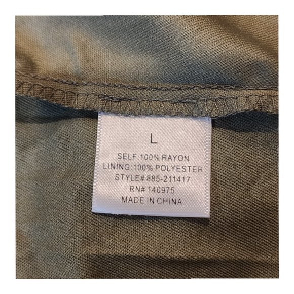 NWT Verte Olive Green Pink Floral Summer Cold Shoulder Pretty Dress Size: Large - Picture 10 of 10